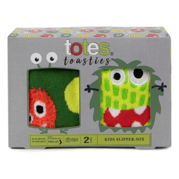 totes toasties Childrens Original Slipper Socks (Twin Pack) Monster Extra Image 3